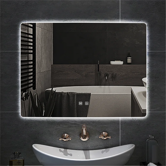 Smart Rectangular Makeup Bathroom Mirror High Quality Refection Three Color LED Vanity Mirror With Anti-fog Brightness Dimmer