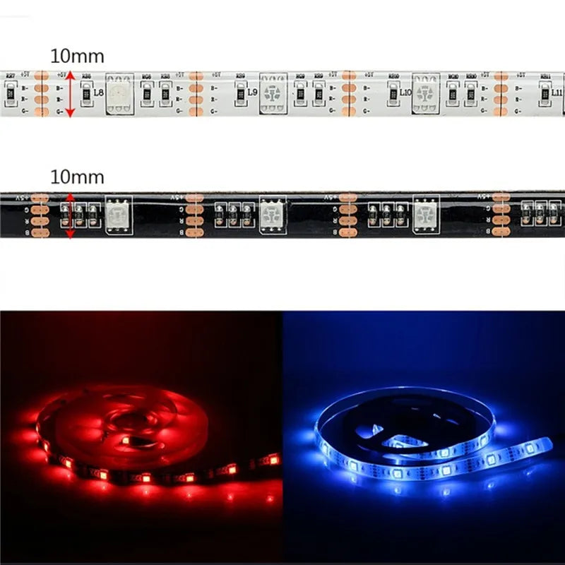 TV Backlight USB 5V Power 4 x 50cm / 2 x 50cm 2 x 100cm RGB Flexible LED Strip light 2m 3m White / Black PCB Background LED Tape