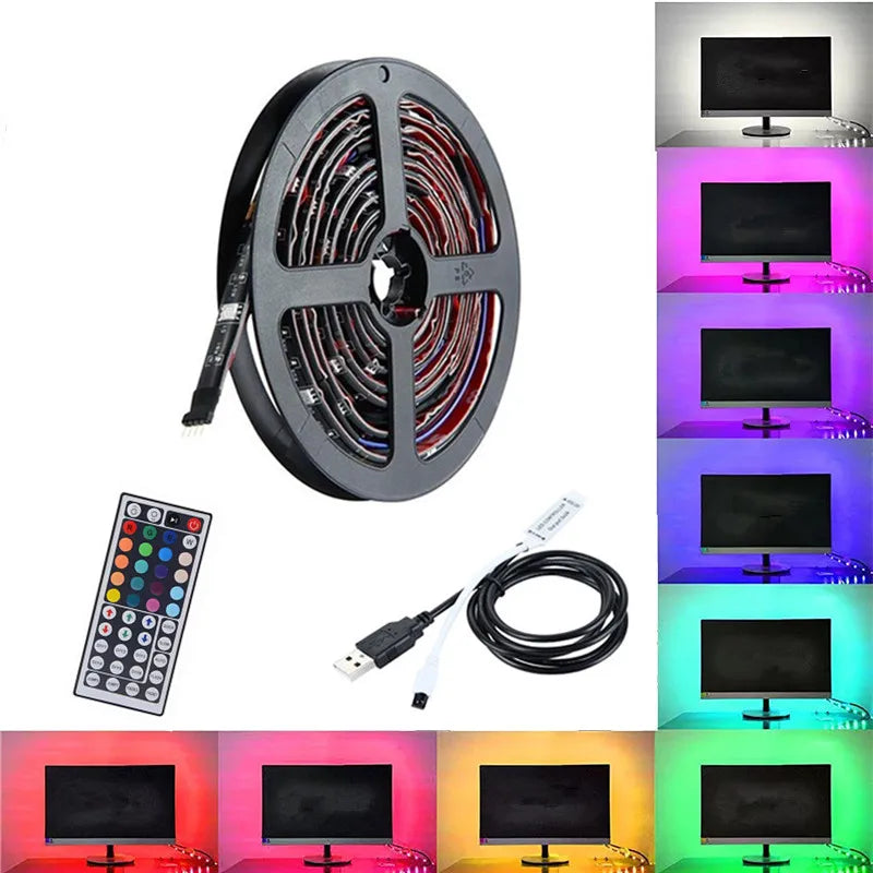 TV Backlight USB 5V Power 4 x 50cm / 2 x 50cm 2 x 100cm RGB Flexible LED Strip light 2m 3m White / Black PCB Background LED Tape