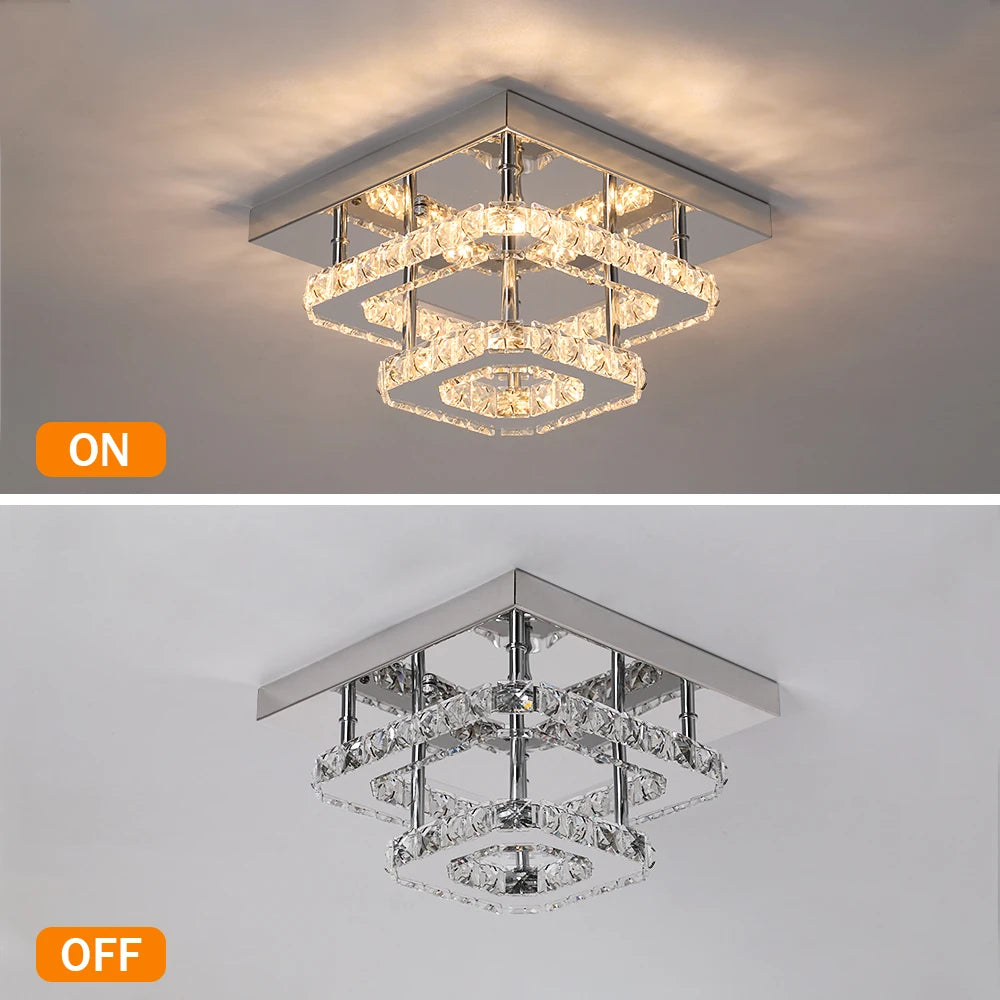 Crystal LED Ceiling Lamps K9 Living Room Stainless Steel Chandelier Luminaire For Hallway Aisle Plafon Lustres Lighting Fixtures