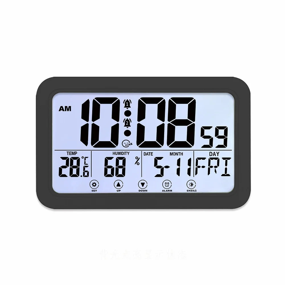 Large Display Desk Clock with Indoor Temperature and Humidity Digital Calendar  Atomic Wall Clock for Home Office