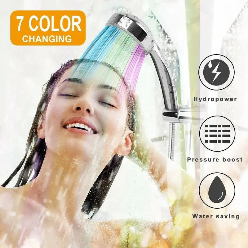 7 Colors Changing LED Shower Head Rainfall Shower Sprayer Water Saving Showerhead Bathroom Accessories Replacement Shower Head