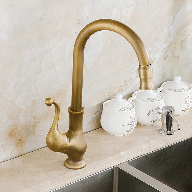 Kitchen Faucets Antique Color Cozinha Faucet Brass Swivel Spout Kitchen Faucet Single Handle Vessel Sink Mixer Tap