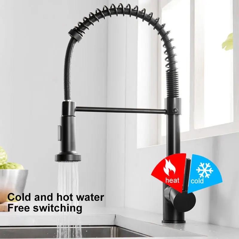 Removable Gourmet Kitchen Faucet Wash Basin Hot Cold Water Pull Out Mixer Spring Tap For Sink 360 Degree Rotation