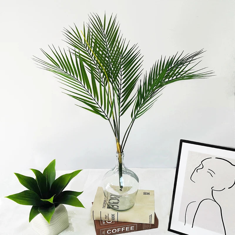 120cm Large Artificial Palm Fake Plants Branch Real Touch Palm Leaves Tropical Plants Branches for Home Office Indoor Decoration