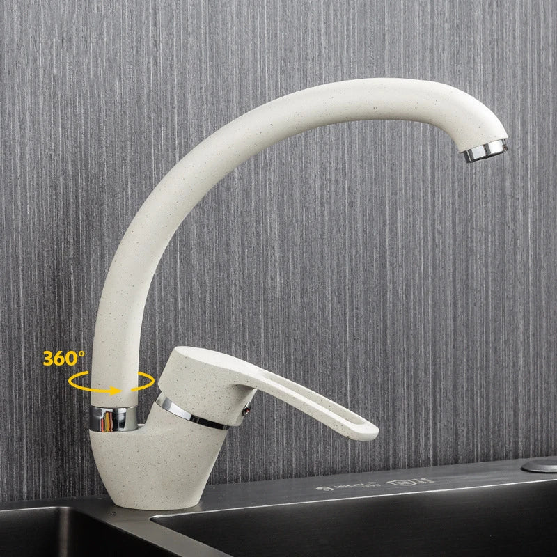 1PC Zinc Alloy Kitchen Faucet Ingots Style Rotating Hot and Cold Water Single Handle Black Paint/Silver/Beige Tap