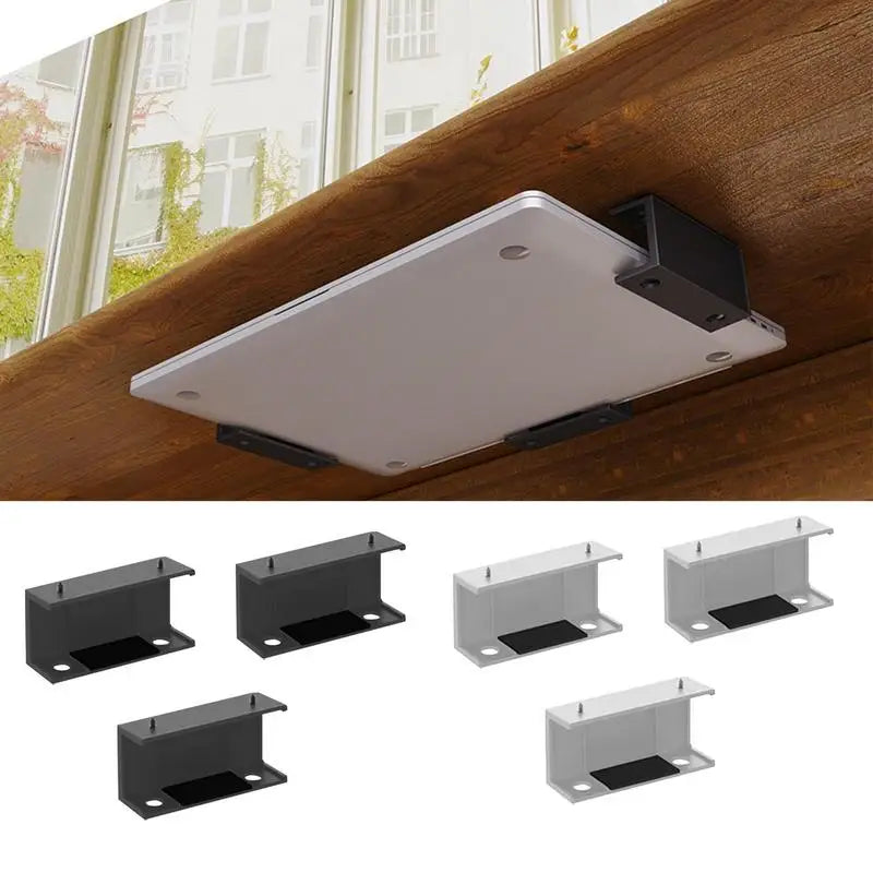 Office 3pcs/set Laptop Rack Under Desk Holder Shelf Rack Storage Bracket Protective Tray Organizer Bracket With Screws