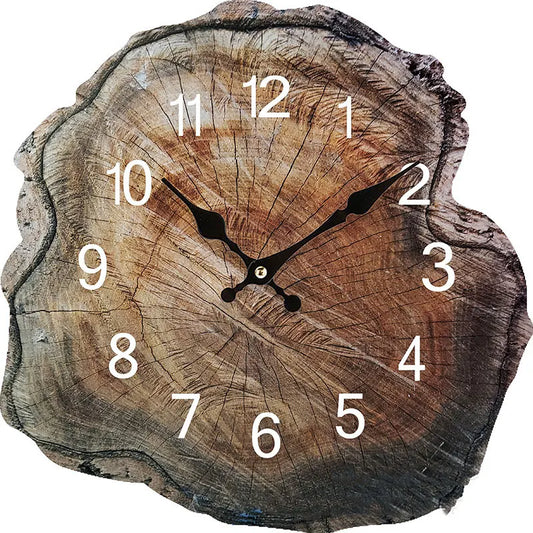 Simulation Annual Ring Wooden Wall Clock Wood Grain Silent Wall Hanging Clock Watch Coffe Office Home Wall Decoration Clock