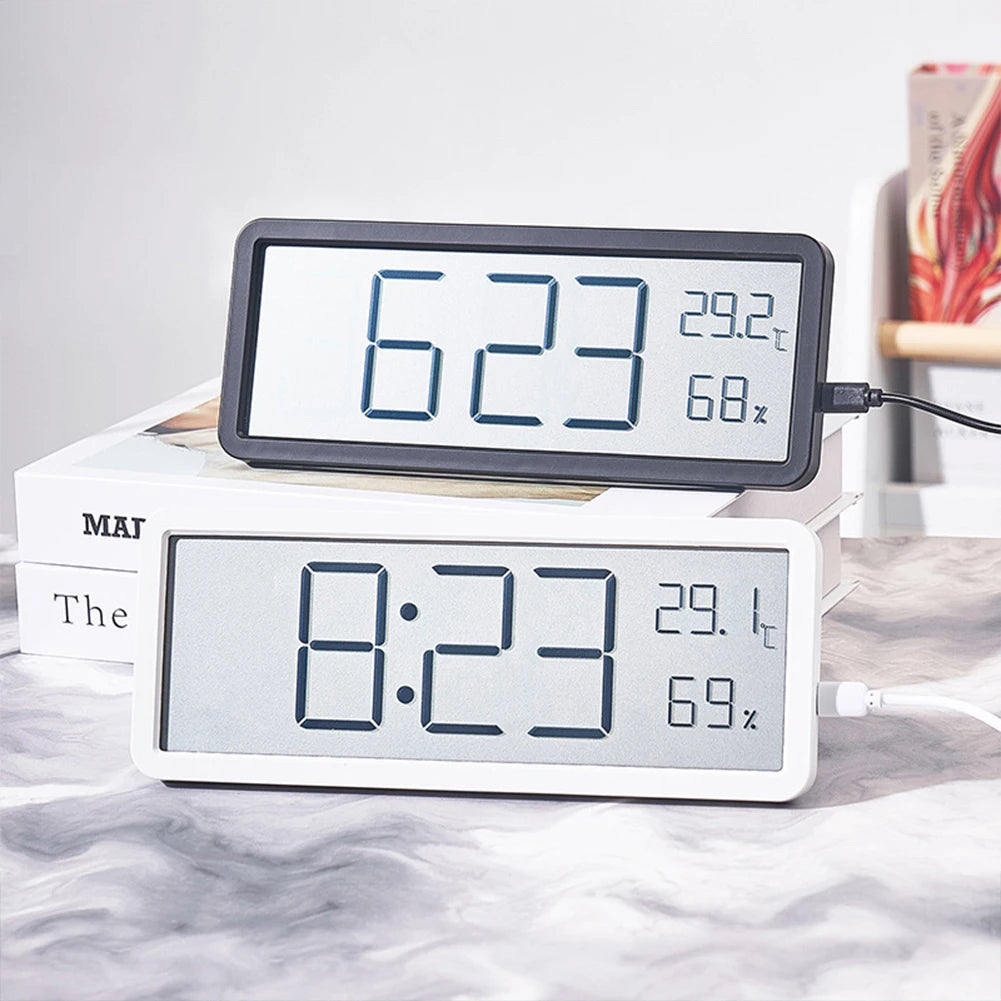 Modern LED Digital Wall Clock Temperature Humidity Display Vintage desk Clock  For Bedroom School