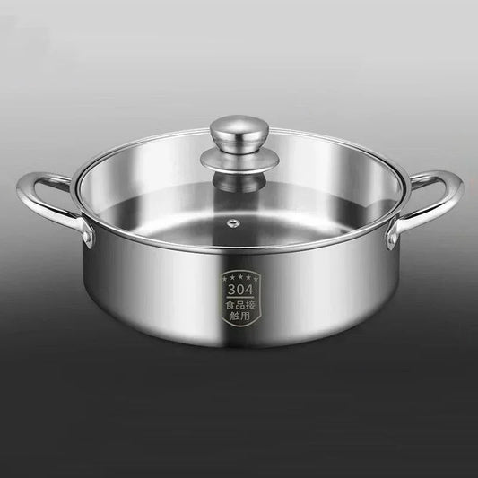 Extra-thick Soup Pot 304 Cooking Pot Stainless Steel Induction Cooker Special Gas Cooker Steaming Stew Thickened Double Ear Hot Pot Househol