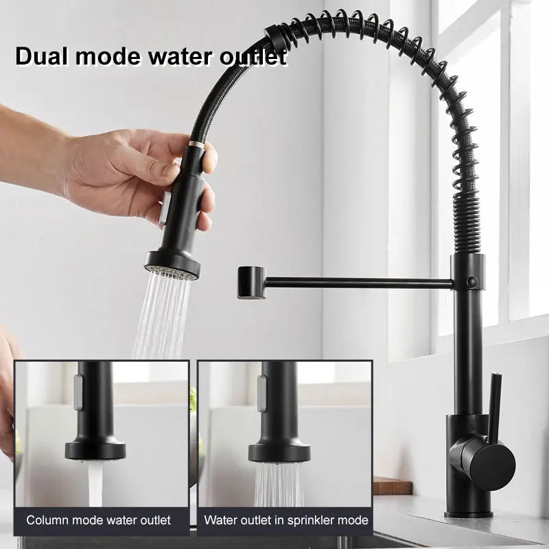 Removable Gourmet Kitchen Faucet Wash Basin Hot Cold Water Pull Out Mixer Spring Tap For Sink 360 Degree Rotation