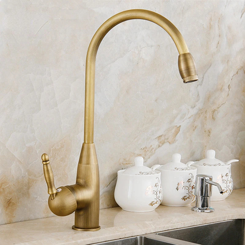 Kitchen Faucets Antique Color Cozinha Faucet Brass Swivel Spout Kitchen Faucet Single Handle Vessel Sink Mixer Tap