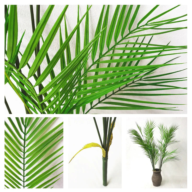 120cm Large Artificial Palm Fake Plants Branch Real Touch Palm Leaves Tropical Plants Branches for Home Office Indoor Decoration