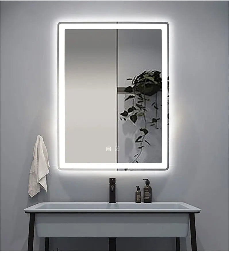 Rectangular Smart Beauty Makeup Bathroom Mirror With 3 Color Light Defogging Touch Button Vantiy Wall Hanging Bathroom Mirrors