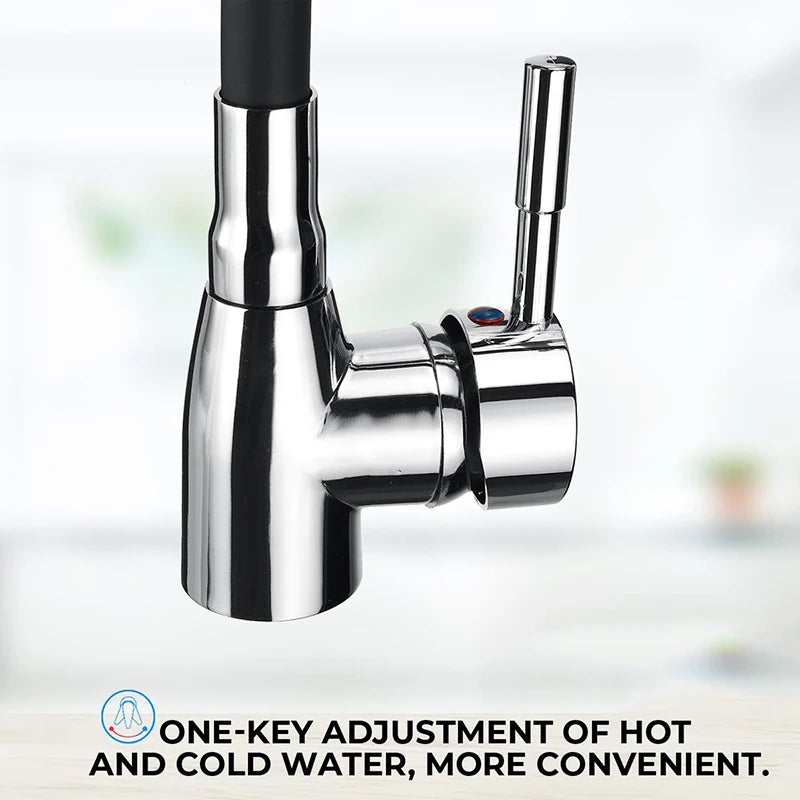 360Rotating Flexible Basin Kitchen Faucet Single Handle Polished Chrome Black Cold and Hot Water Mixer Tap Torneira Deck Mounted