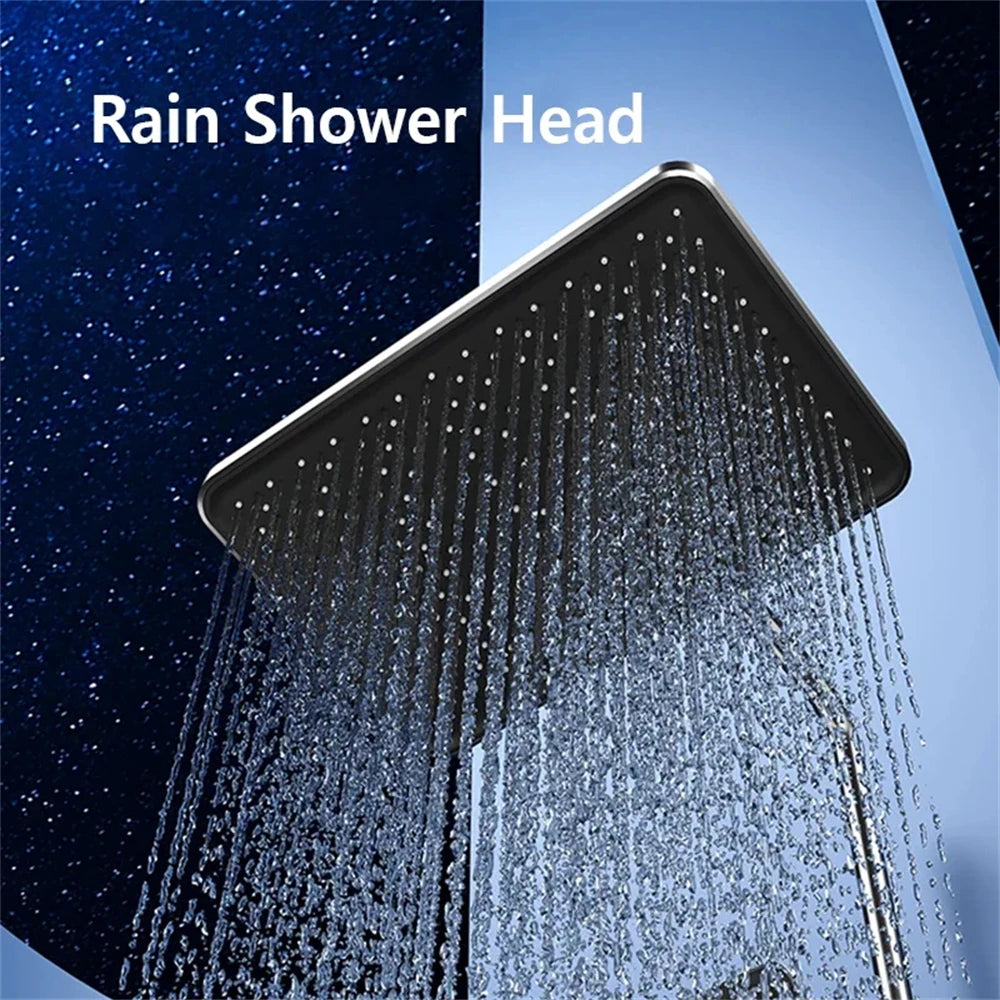 1PC Practical Bathroom Shower System Intelligent LED Temperature Display Shower Room Gray Rainfall Style Mixer Shower Faucet Set