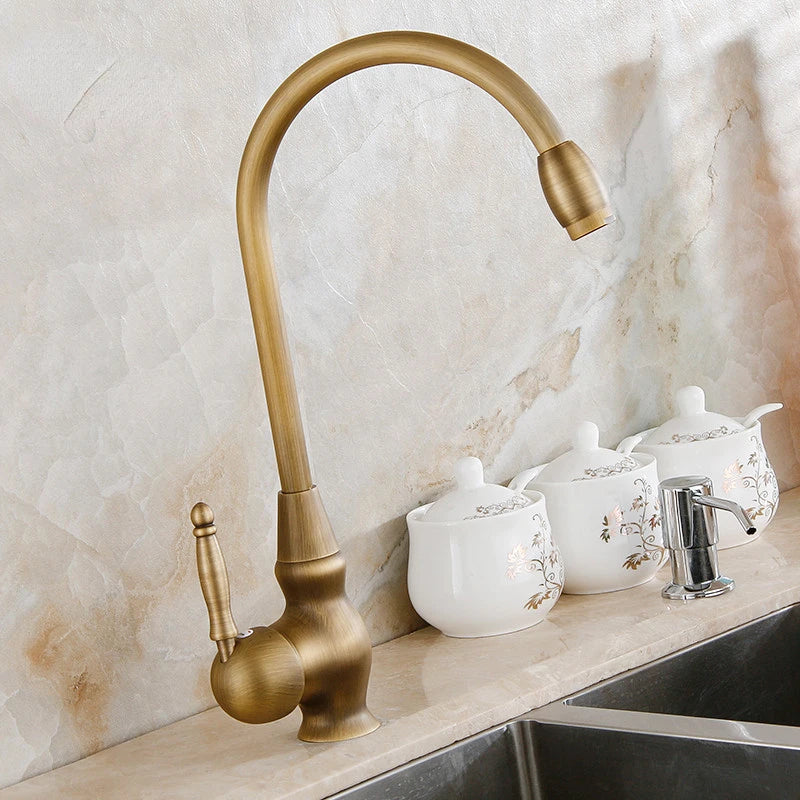 Kitchen Faucets Antique Color Cozinha Faucet Brass Swivel Spout Kitchen Faucet Single Handle Vessel Sink Mixer Tap