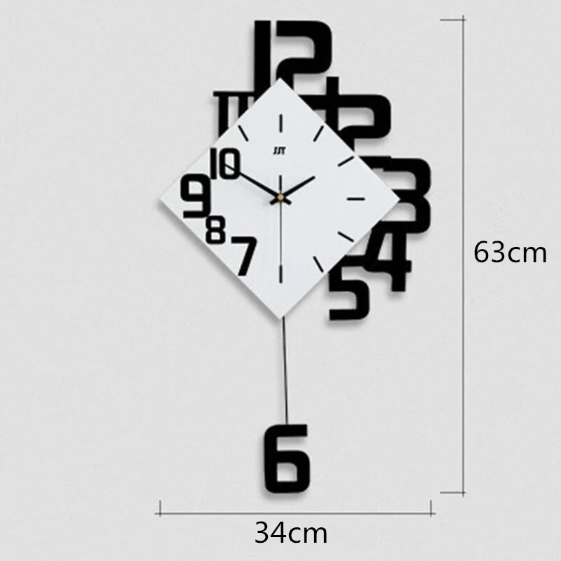 Nordic Living Room Wall Clock Swinging Wood Home Watch Personality Creative Clock Simple Modern Watch Art Quartz Clocks