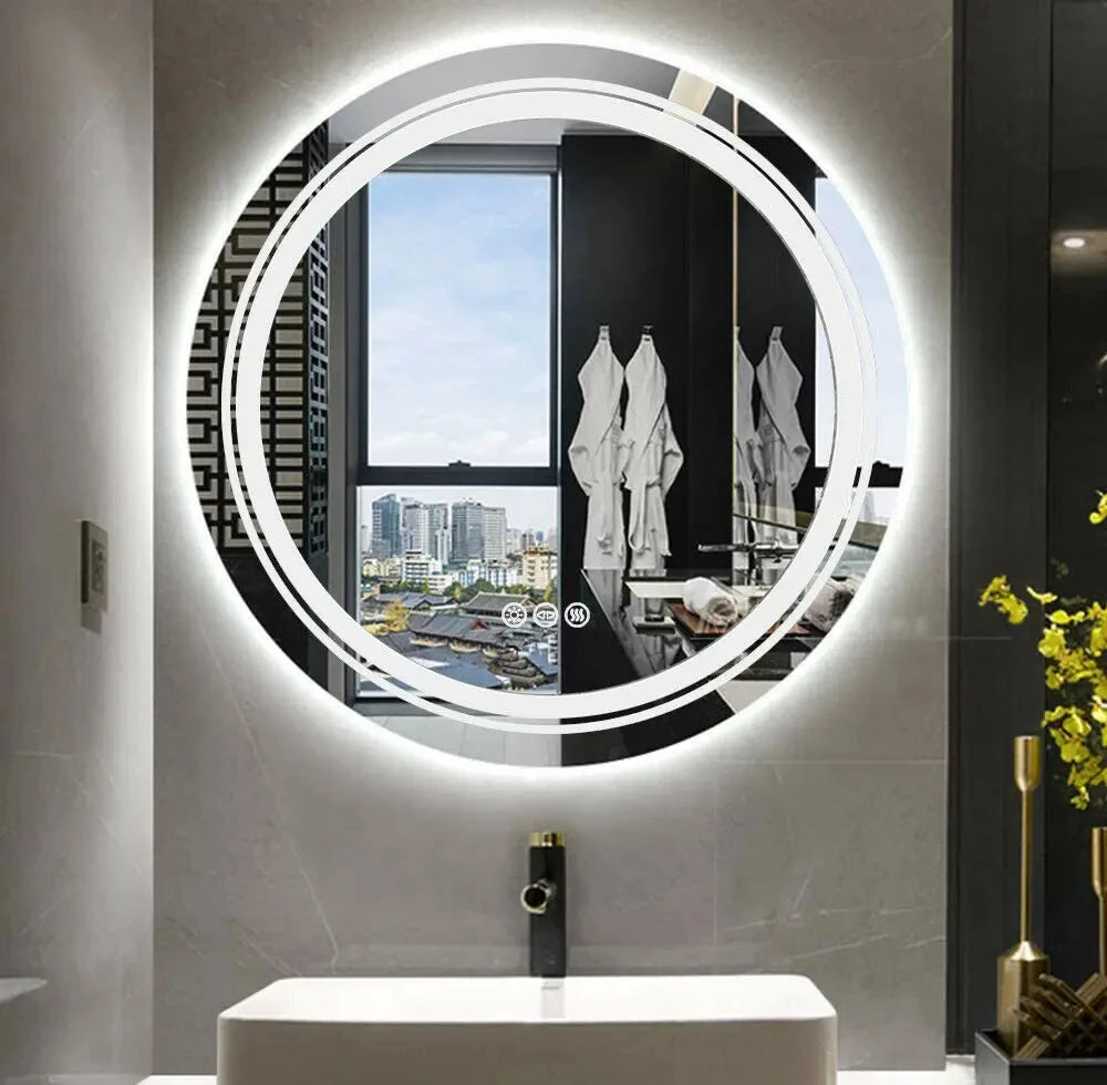 LED Bathroom Mirror Vanity Round  Dimmable,Anti-Fog Circle Wall Mounted Mirror,Makeup Mirror with Lights YX303