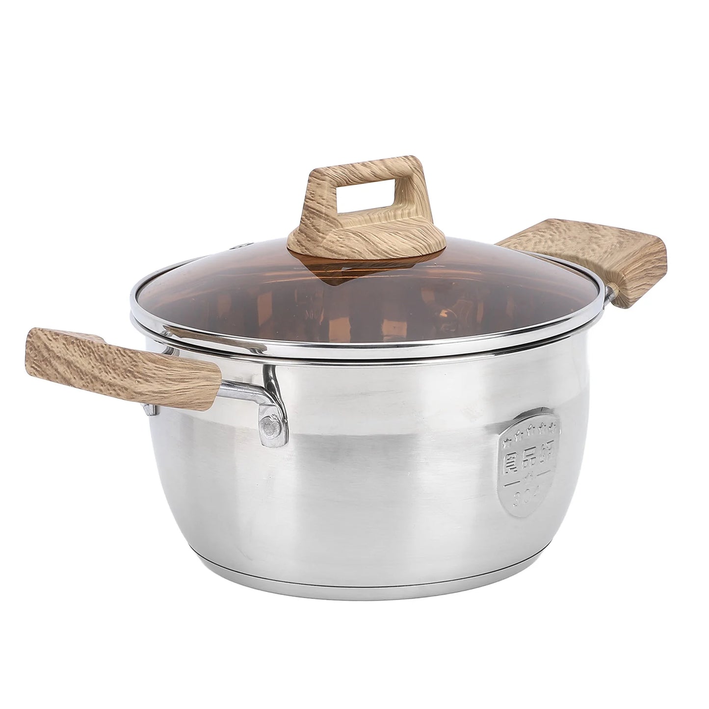 18cm 20cm Soup Pot Thick 304 Stainless Steel Stock Pot with Glass Lid Multi Purpose Cooking Pot for Gas Induction Cooker