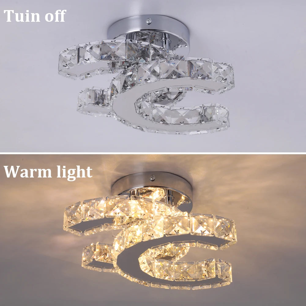 Crystal LED Ceiling Lamps K9 Living Room Stainless Steel Chandelier Luminaire For Hallway Aisle Plafon Lustres Lighting Fixtures