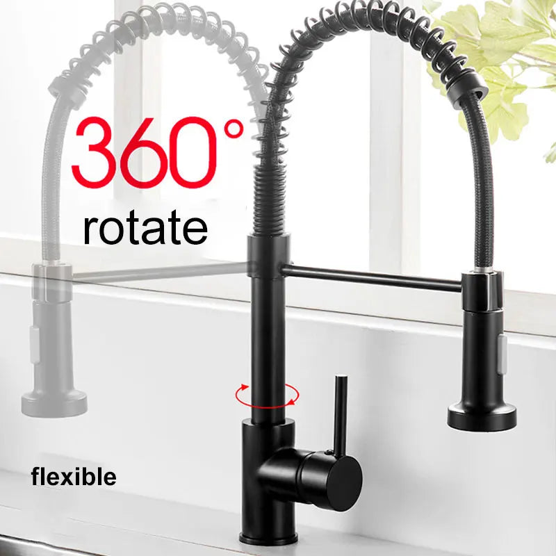 Removable Gourmet Kitchen Faucet Wash Basin Hot Cold Water Pull Out Mixer Spring Tap For Sink 360 Degree Rotation