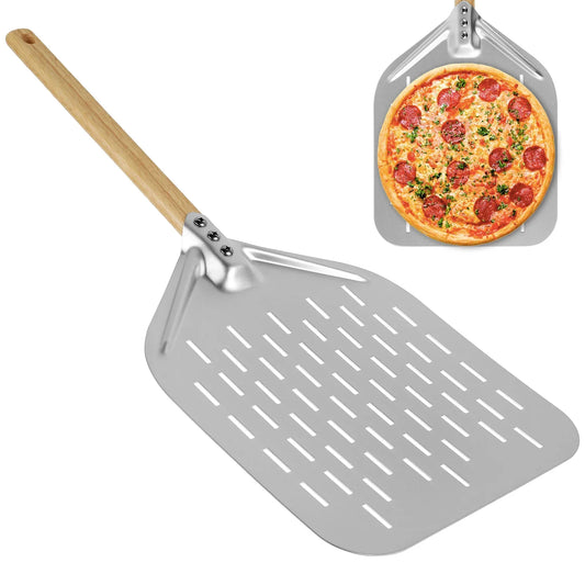 12-inch Non-stick Pizza Shovel Metal Pizza Peel with Wooden Handle Pastry and Pizza Accessories for Kitchen Baked Home Gadgets