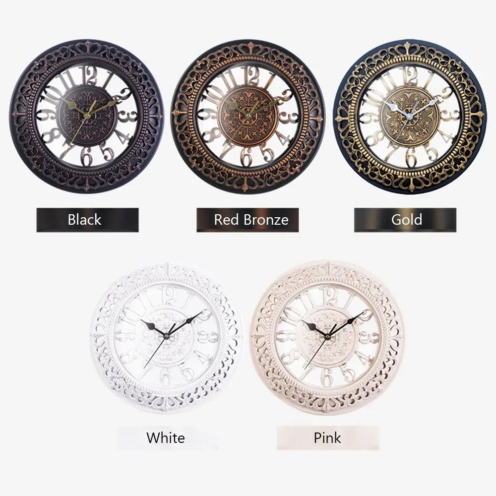 12 inch Wall Clock Retro European Style Outdoor Garden Living Room Wall Clock Battery Operated Home Decoration Creative Ornament