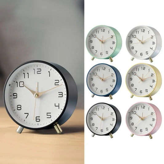 Retro Analog Desk Clock with Night Light Battery Operated Silent Snooze Function Alarm Clock Bedroom Supplies