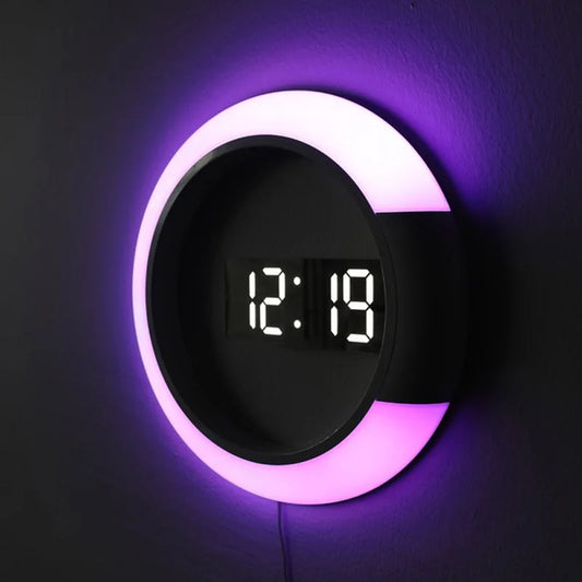 Digital 3D Alarm Wall Clocks, LED Mirror Clock, 7 Color Light Choose, High Quality