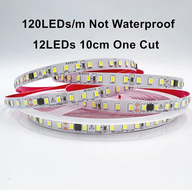 AC 220V LED Strip Lights 2835 120/240 LED/m 5M 220V LED Strip 220 V Volt High Brightness Lighting Diode Tape Lamp Flexible Soft