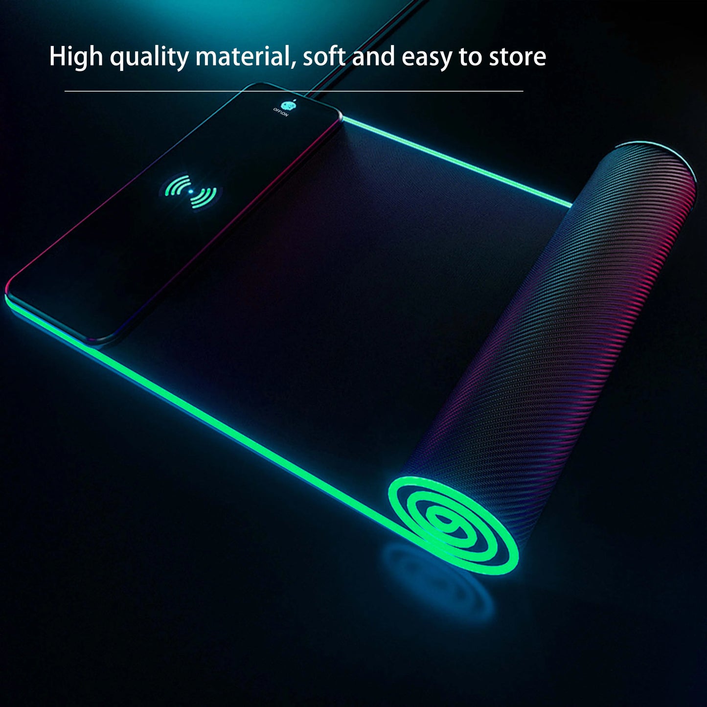 15W Wireless Charging Mousepad for Gamers Waterproof Office Non Slip RGB Desk Mat Computer Laptop Keyboard Anti Slip LED Cushion Carpe