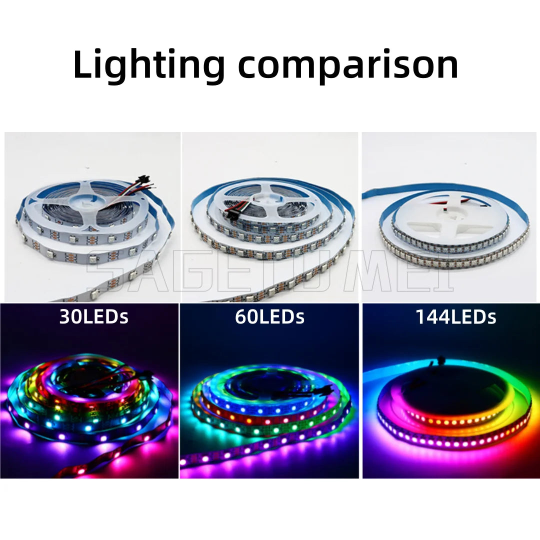 1m/3m/4m/5m DC5V WS2812B Led Strip 30/60/74/96/144 Leds Smart 5050 RGB Pixel Strip Black/White PCB IP30/65/67 WS2812IC Led Light