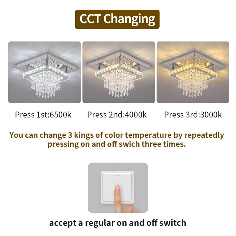 Crystal LED Ceiling Lamps K9 Living Room Stainless Steel Chandelier Luminaire For Hallway Aisle Plafon Lustres Lighting Fixtures