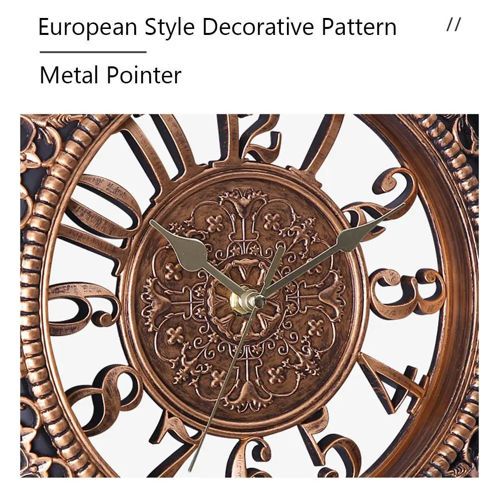 12 inch Wall Clock Retro European Style Outdoor Garden Living Room Wall Clock Battery Operated Home Decoration Creative Ornament