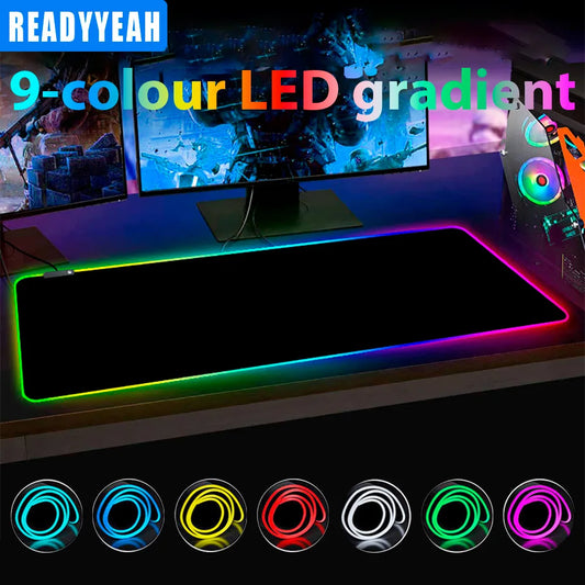 Gaming Mouse Pad Large RGB  Mouse Pad For Gamer Types LED Computer Office Accessories Big Desktop Carpet For Mechanical Keyboard