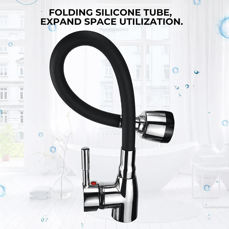 360Rotating Flexible Basin Kitchen Faucet Single Handle Polished Chrome Black Cold and Hot Water Mixer Tap Torneira Deck Mounted