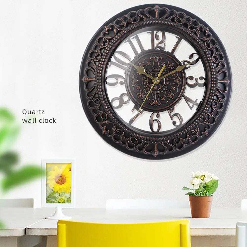 12 inch Wall Clock Retro European Style Outdoor Garden Living Room Wall Clock Battery Operated Home Decoration Creative Ornament