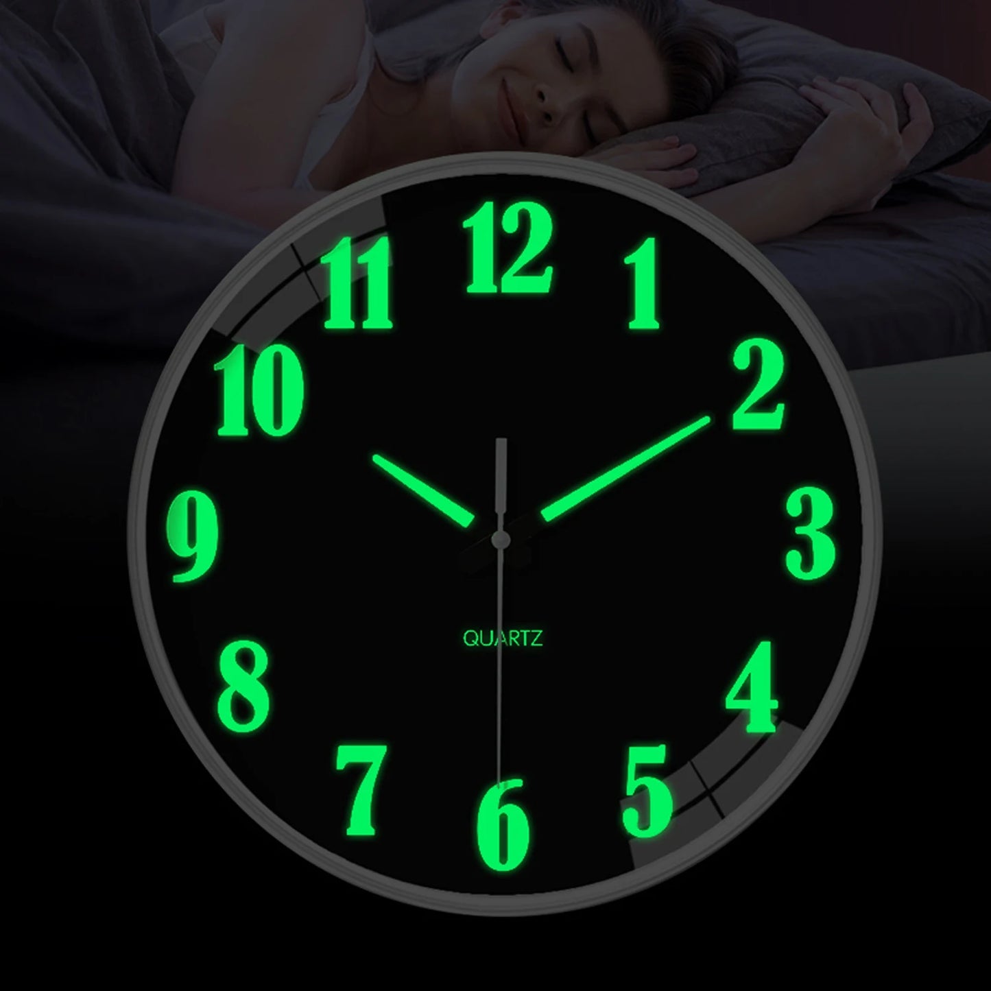 1pc glow-in-the-dark wall clock, silent clock that is quiet and does not tick, glow-in-the-dark clock, powered by a quartz batte