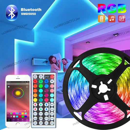 LED Strip RGB Tape LED 1m-5m 10m 15m 20m 30m Neon Lights for Bedroom Decoration Bluetooth Remote TV Backlight for Room Luces Led