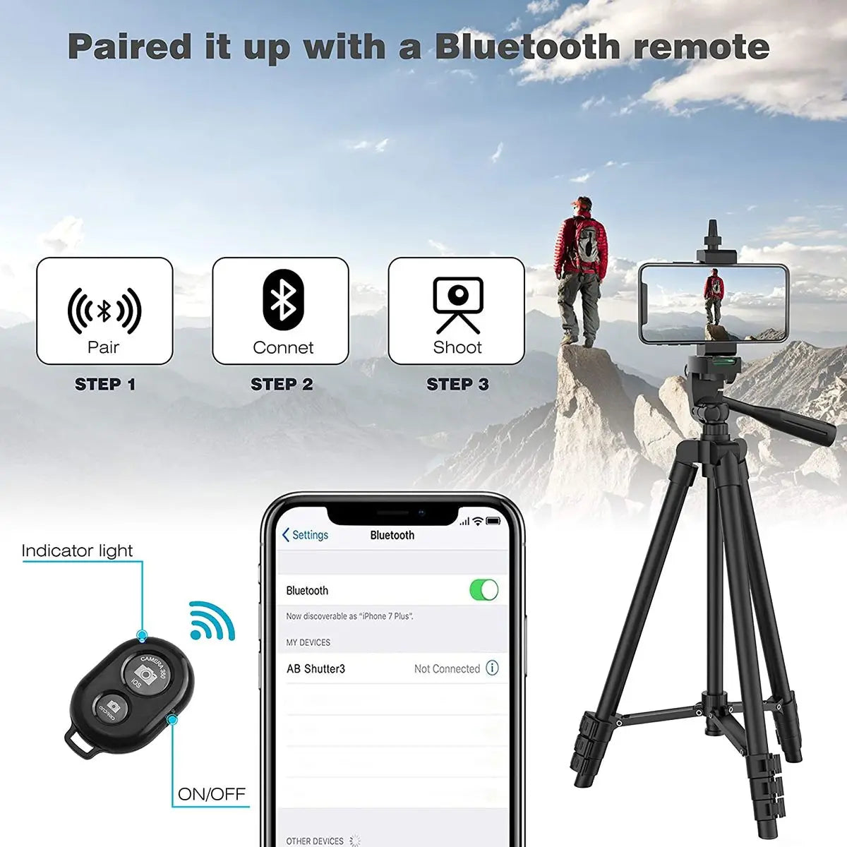 103cm Lightweight Camera Tripod Office For Mobile Tripod Camera Portable SLR Bluetooth-compatible Desktop Cam Stand Monopod Smartphone