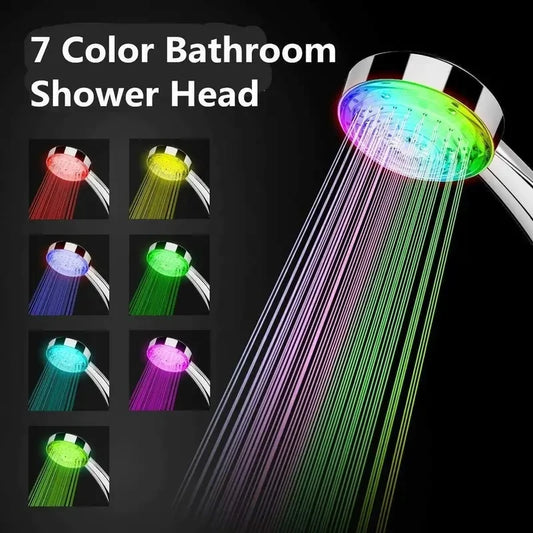 7 Colors Changing LED Shower Head Rainfall Shower Sprayer Water Saving Showerhead Bathroom Accessories Replacement Shower Head