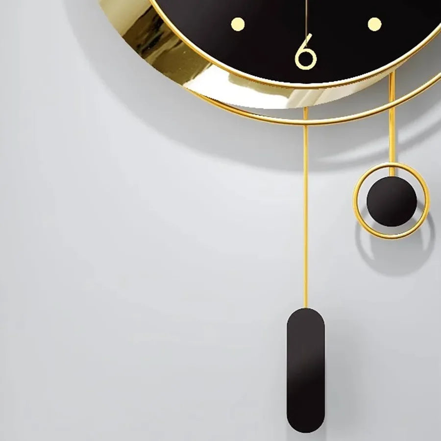 Art Deco Wall Clock Living Room Gold Pendulum Luxury Wall Clock Black Modern Design Silent Nordic Unique Reloj Pared Home Decor