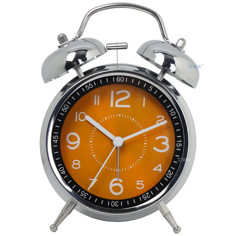 Iron Small Alarm Clock Children's Mute Fashion Desk Clock Desktop Creative Luminous Pointer Quartz Clock