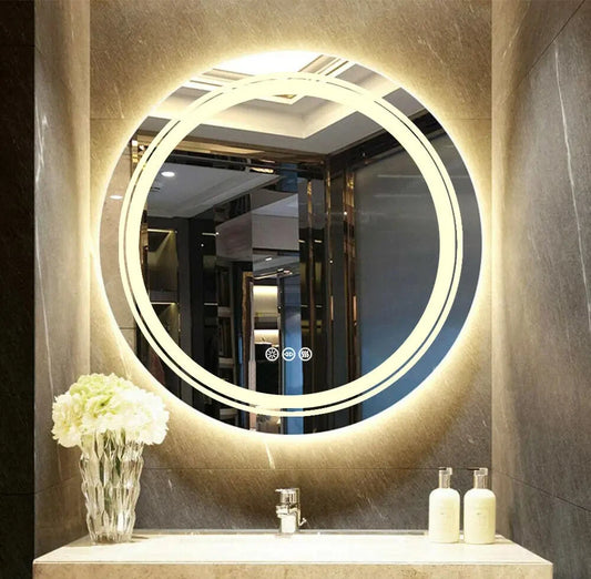 LED Bathroom Mirror Vanity Round  Dimmable,Anti-Fog Circle Wall Mounted Mirror,Makeup Mirror with Lights YX303