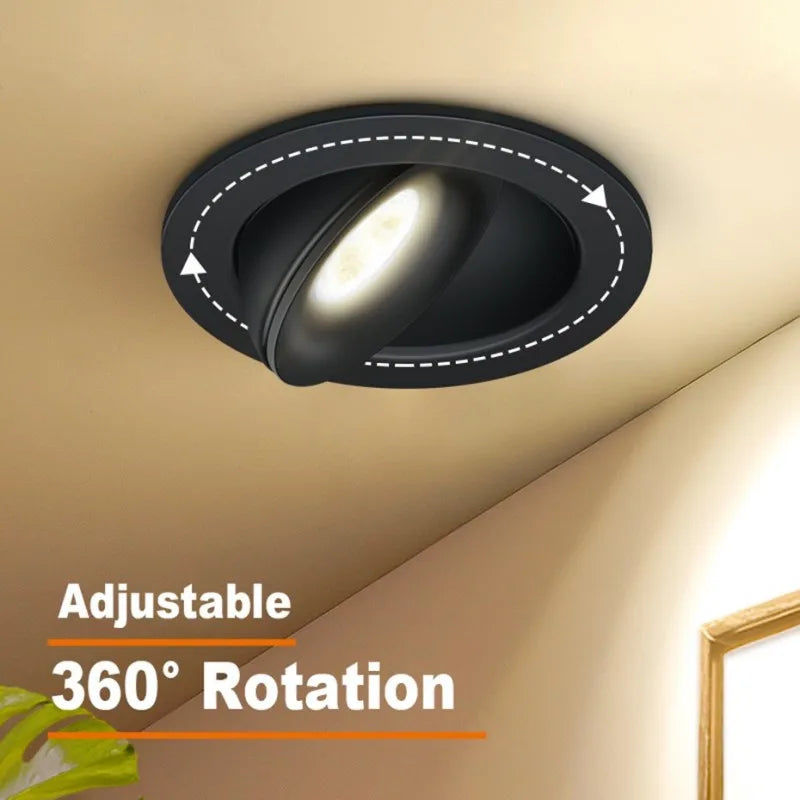 Spot Led Downlight Recessed Ceiling Lamp Dimmable white black Indoor 360° Adjustable Living Room