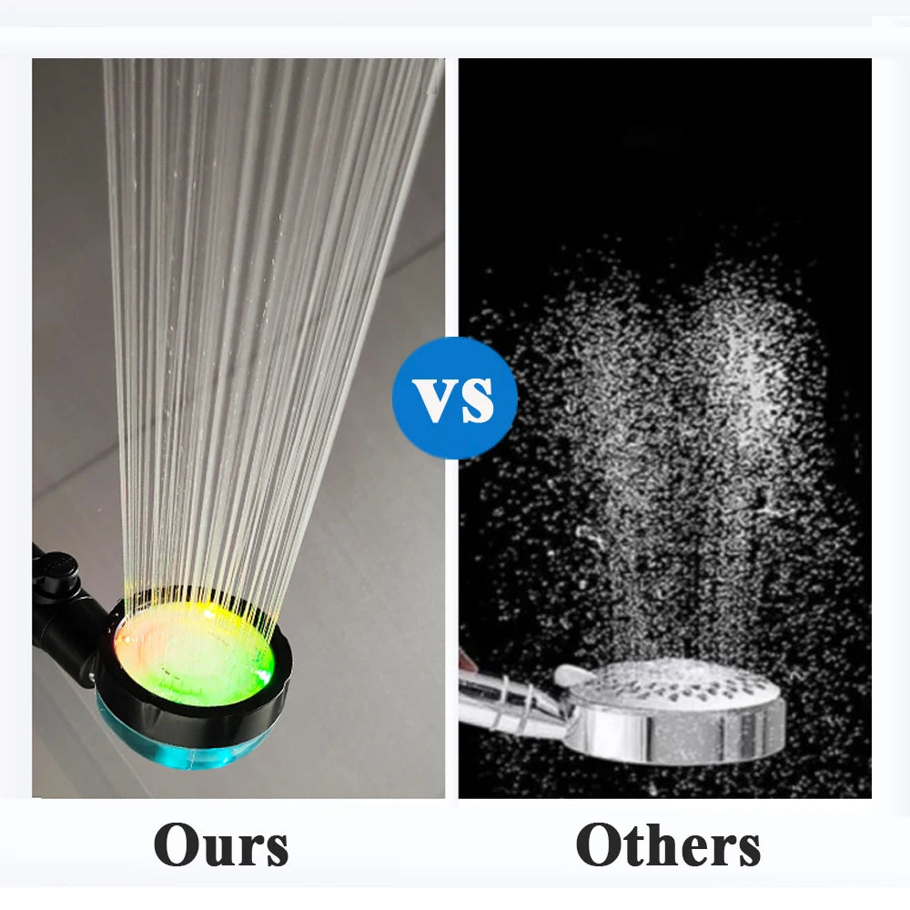 LED Digital Temperature Display Shower Head Temperature Control Colorful Fan Spray Nozzle High Pressure Rainfall Bathroom Shower