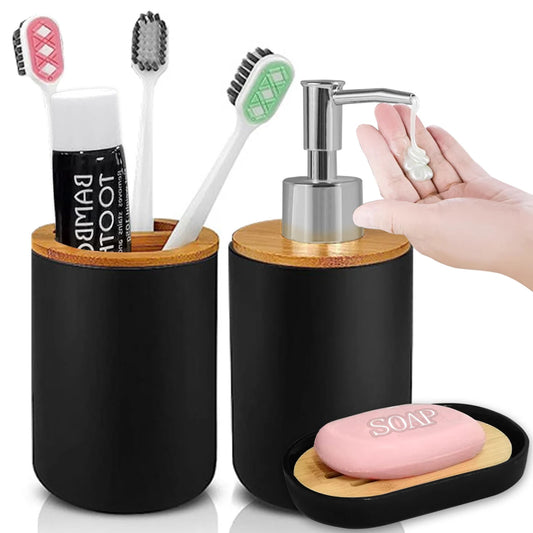 Bathroom Set Hands Soap Dispenser Toothbrush Holder and Soap Box Bathroom Decor Toiletries Holder for Bath Accessories