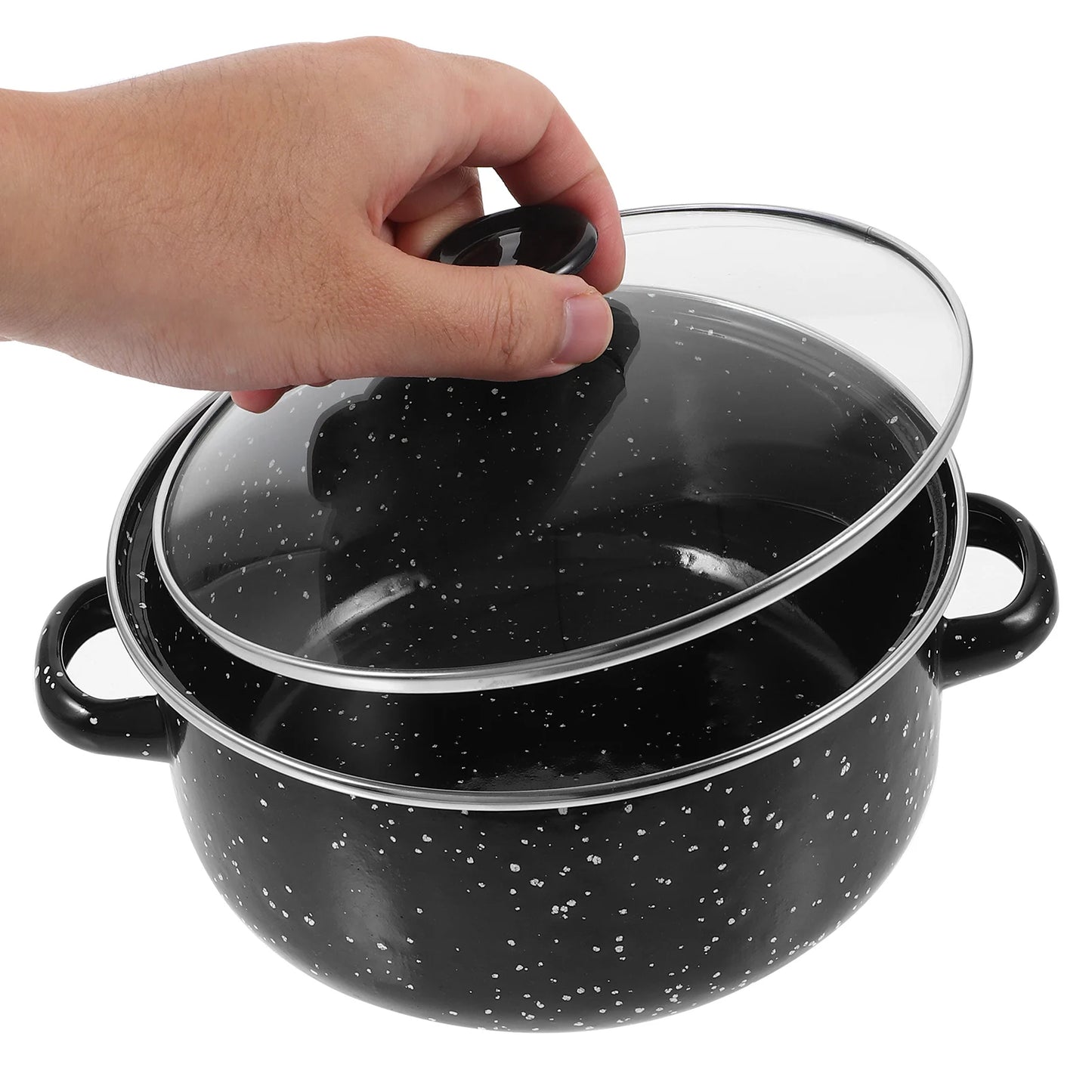 1 Set of Saucepan Stockpot Enamel Cooking pot Stock Pot with Lid Kitchen Cooking Cookware Saucepan with Handle Kitchen Stockpot