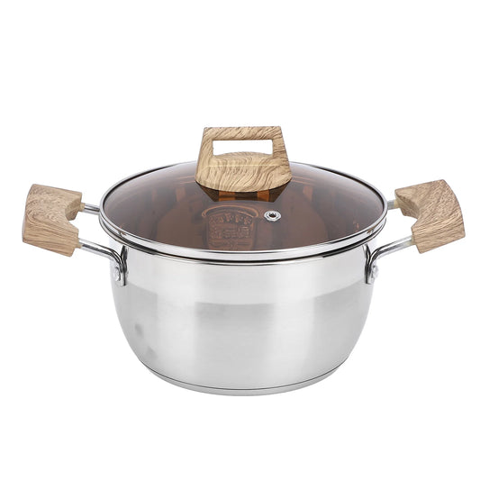 18cm 20cm Soup Pot Thick 304 Stainless Steel Stock Pot with Glass Lid Multi Purpose Cooking Pot for Gas Induction Cooker